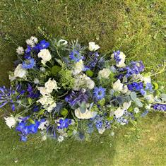 Funeral Spray Blue &amp; White